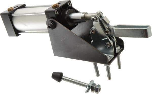 Gibraltar - 600 Lb Inner Hold Capacity, Vert Mount, Air Power Hold-Down Toggle Clamp - 1/8 NPT Port, 95° Bar Opening, 1.81" Height Under Bar - USA Tool & Supply