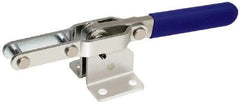 Gibraltar - 375 Lb Capacity, Horizontal, U-Bar, Flanged Base, Carbon Steel Pull Action Latch Clamp - 4" Drawing Movement, 8.4" OAL, Straight Handle - USA Tool & Supply