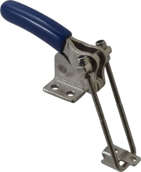 Gibraltar - 500 Lb Capacity, Vertical, U Hook, Flanged Base, Stainless Steel Pull Action Latch Clamp - 1.53" Drawing Movement, 3.35" OAL, Straight Handle - USA Tool & Supply