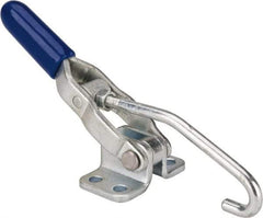 Gibraltar - 200 Lb Capacity, Horizontal, J Hook, Flanged Base, Carbon Steel Pull Action Latch Clamp - 2.35" Drawing Movement, 6.01" OAL, Straight Handle - USA Tool & Supply