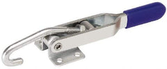 Gibraltar - 200 Lb Capacity, Horizontal, J Hook, Flanged Base, Stainless Steel Pull Action Latch Clamp - 2.35" Drawing Movement, 6.01" OAL, Straight Handle - USA Tool & Supply