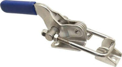 Gibraltar - 2,000 Lb Capacity, Horizontal, U Hook, Flanged Base, Stainless Steel Pull Action Latch Clamp - 2-1/2" Drawing Movement, 7-1/2" OAL, Whale Tail Handle - USA Tool & Supply