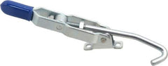 Gibraltar - 375 Lb Capacity, Horizontal, J Hook, Right Flanged Base, Carbon Steel Pull Action Latch Clamp - 4" Drawing Movement, 8.82" OAL, Thumb Handle - USA Tool & Supply