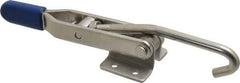 Gibraltar - 450 Lb Capacity, Horizontal, J Hook, Flanged Base, Stainless Steel Pull Action Latch Clamp - 4" Drawing Movement, 8.82" OAL, Straight Handle - USA Tool & Supply