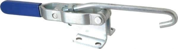 Gibraltar - 750 Lb Capacity, Horizontal, J Hook, Flanged Base, Carbon Steel Pull Action Latch Clamp - 5.38" Drawing Movement, 12" OAL, Straight Handle - USA Tool & Supply