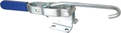 Gibraltar - 750 Lb Capacity, Horizontal, J Hook, Flanged Base, Carbon Steel Pull Action Latch Clamp - 5.38" Drawing Movement, 12" OAL, Straight Handle - USA Tool & Supply