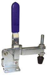 Gibraltar - 600 Lb Holding Capacity, Vertical Handle, Manual Hold Down Toggle Clamp - 58° Handle Movement, 106° Bar Opening, U-Bar, Flanged Base, Carbon Steel - USA Tool & Supply