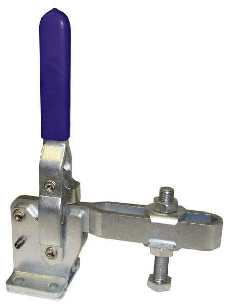 Gibraltar - 1,200 Lb Holding Capacity, Vertical Handle, Manual Hold Down Toggle Clamp - 70° Handle Movement, 140° Bar Opening, U-Bar, Flanged Base, Carbon Steel - USA Tool & Supply