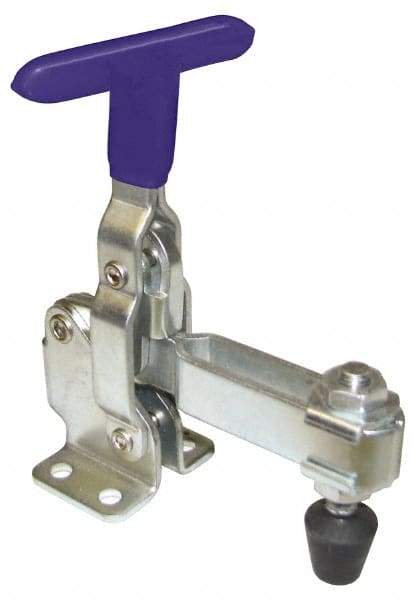 Gibraltar - 600 Lb Holding Capacity, Vertical Handle, Manual Hold Down Toggle Clamp - 58° Handle Movement, 106° Bar Opening, U-Bar, Flanged Base, Carbon Steel - USA Tool & Supply