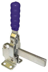 Gibraltar - 750 Lb Holding Capacity, Vertical Handle, Manual Hold Down Toggle Clamp - 58° Handle Movement, 106° Bar Opening, Solid Bar, Flanged Base, Carbon Steel - USA Tool & Supply
