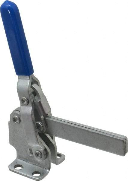 Gibraltar - 475 Lb Holding Capacity, Vertical Handle, Manual Hold Down Toggle Clamp - 62° Handle Movement, 115° Bar Opening, Solid Bar, Flanged Base, Carbon Steel - USA Tool & Supply