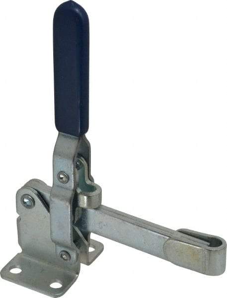 Gibraltar - 750 Lb Holding Capacity, Vertical Handle, Manual Hold Down Toggle Clamp - 58° Handle Movement, 106° Bar Opening, Solid Bar, Flanged Base, Carbon Steel - USA Tool & Supply