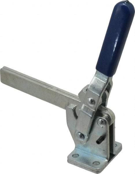 Gibraltar - 1,000 Lb Holding Capacity, Vertical Handle, Manual Hold Down Toggle Clamp - 75° Handle Movement, 136° Bar Opening, Solid Bar, Flanged Base, Carbon Steel - USA Tool & Supply