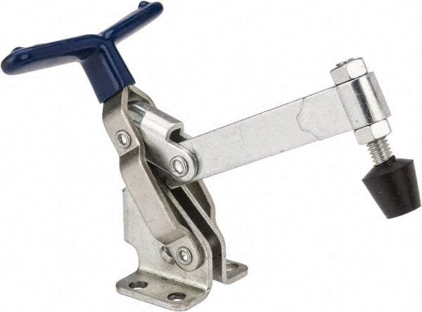 Gibraltar - 475 Lb Holding Capacity, Vertical Handle, Manual Hold Down Toggle Clamp - 62° Handle Movement, 115° Bar Opening, Solid Bar, Flanged Base, Carbon Steel - USA Tool & Supply