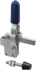 Gibraltar - 200 Lb Holding Capacity, Vertical Handle, Manual Hold Down Toggle Clamp - 64° Handle Movement, 104° Bar Opening, Solid Bar, Straight Base, Carbon Steel - USA Tool & Supply