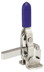 Gibraltar - 250 Lb Holding Capacity, Vertical Handle, Manual Hold Down Toggle Clamp - 65° Handle Movement, 105° Bar Opening, Solid Bar, Flanged Base, Electro-Plated Zinc, Stainless Steel - USA Tool & Supply
