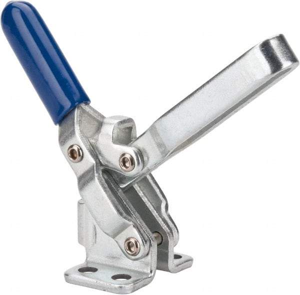 Gibraltar - 200 Lb Holding Capacity, Vertical Handle, Manual Hold Down Toggle Clamp - 65° Handle Movement, 105° Bar Opening, U-Bar, Flanged Base, Electro-Plated Zinc, Carbon Steel - USA Tool & Supply