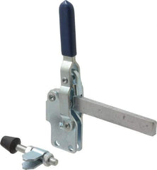 Gibraltar - 450 Lb Holding Capacity, Vertical Handle, Manual Hold Down Toggle Clamp - 57° Handle Movement, 99° Bar Opening, Solid Bar, Straight Base, Electro-Plated Zinc, Carbon Steel - USA Tool & Supply