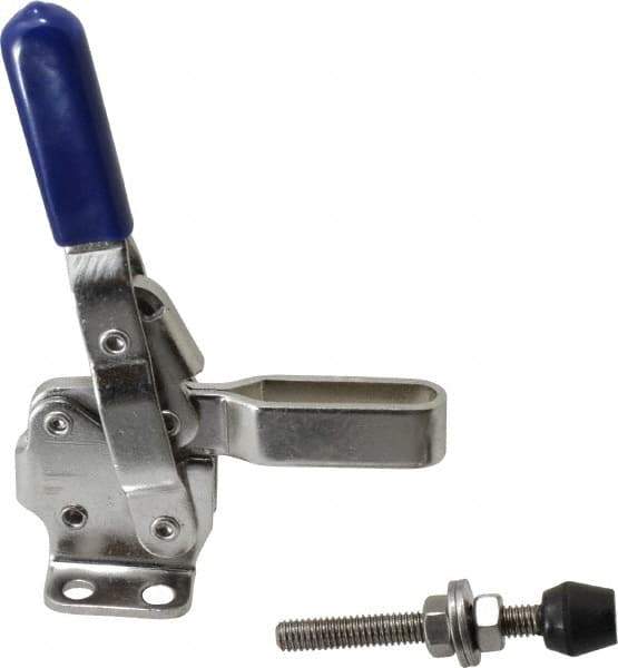 Gibraltar - 450 Lb Holding Capacity, Vertical Handle, Manual Hold Down Toggle Clamp - 57° Handle Movement, 99° Bar Opening, U-Bar, Flanged Base, Electro-Plated Zinc, Stainless Steel - USA Tool & Supply