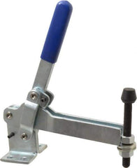 Gibraltar - 1,000 Lb Holding Capacity, Vertical Handle, Manual Hold Down Toggle Clamp - 180° Handle Movement, 115° Bar Opening, U-Bar, Flanged Base, Electro-Plated Zinc, Carbon Steel - USA Tool & Supply