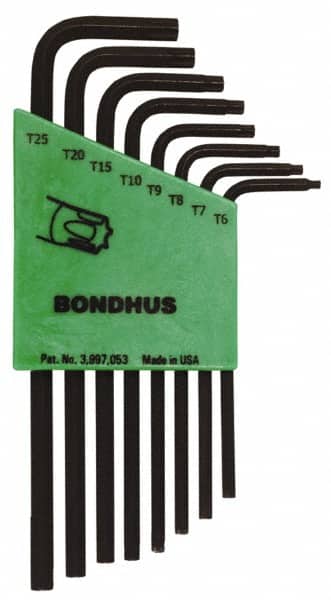 Bondhus - 8 Piece T6 to T25 L-Key Long Arm Torx Key Set - USA Tool & Supply