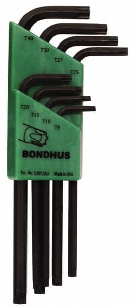 Bondhus - 8 Piece T9 to T40 L-Key Long Arm Torx Key Set - USA Tool & Supply