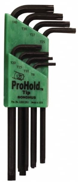 Bondhus - 8 Piece T9 to T40 L-Key Long Arm Torx Key Set - USA Tool & Supply