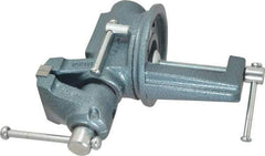 Wilton - 2-1/2" Jaw Width, 2-1/8" Opening Capacity, 1-3/4" Throat Depth, Steel Swivel Bench Vise - Clamp-On Base Attachment, 10.1" Long x 10.2" Wide x 5-2/5" High - USA Tool & Supply