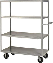 Little Giant - 3,600 Lb Capacity, 4 Shelf, Steel Shelf Truck - 53-1/2" Long x 30" Wide x 63-1/2" High, 6" Diam Phenolic Wheels - USA Tool & Supply