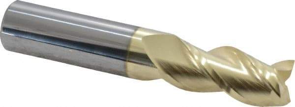 ProMax - 5/8", 1-1/4" LOC, 5/8" Shank Diam, 3-1/2" OAL, 3 Flute, Solid Carbide Square End Mill - Single End, ZrN Finish, Spiral Flute, 40° Helix, Right Hand Cut, Right Hand Flute, Series 109 - USA Tool & Supply