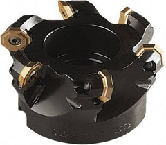 Seco - 112mm Cut Diam, 32mm Arbor Hole, 5mm Max Depth of Cut, 43° Indexable Chamfer & Angle Face Mill - 6 Inserts, OF.. 0704 Insert, Right Hand Cut, 6 Flutes, Through Coolant, Series OctoMill - USA Tool & Supply