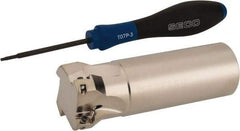Seco - 1-1/2" Cut Diam, 0.354" Max Depth of Cut, 1-1/4" Shank Diam, 4" OAL, Indexable Square Shoulder End Mill - XO.X 10T3.. Inserts, Weldon Shank, 90° Lead Angle, Through Coolant, Series Turbo 10 - USA Tool & Supply