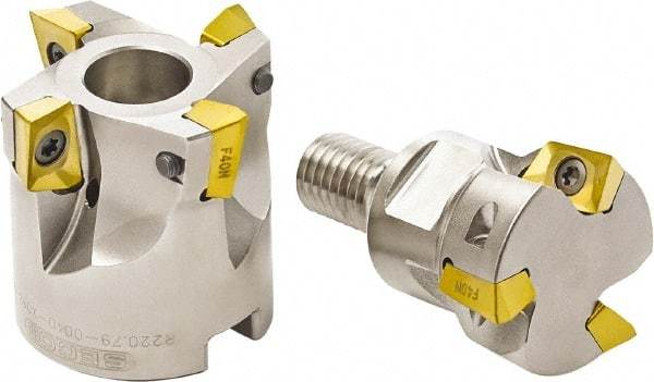 Seco - 63mm Cut Diam, 22mm Arbor Hole, 7mm Max Depth of Cut, 94° Indexable Chamfer & Angle Face Mill - 5 Inserts, XO.. 1204 Insert, Right Hand Cut, Through Coolant, Series R220.79 - USA Tool & Supply