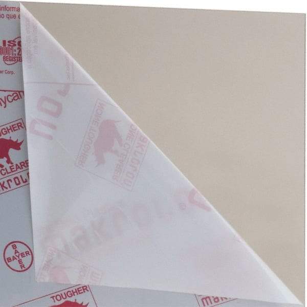 Made in USA - 1/8" Thick x 4' Wide x 4' Long, Polycarbonate Sheet - Gray, Rockwell R-118 Hardness, ±10% Tolerance - USA Tool & Supply
