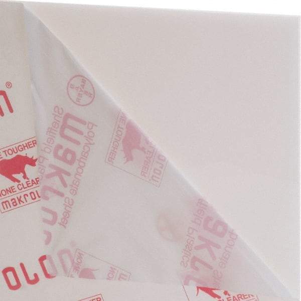 Made in USA - 1/4" Thick x 4' Wide x 51" Long, Polycarbonate Sheet - White, Rockwell R-118 Hardness, ±10% Tolerance - USA Tool & Supply