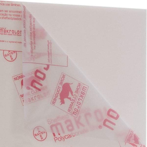 Made in USA - 1/8" Thick x 4' Wide x 100" Long, Polycarbonate Sheet - White, Rockwell R-118 Hardness, ±10% Tolerance - USA Tool & Supply