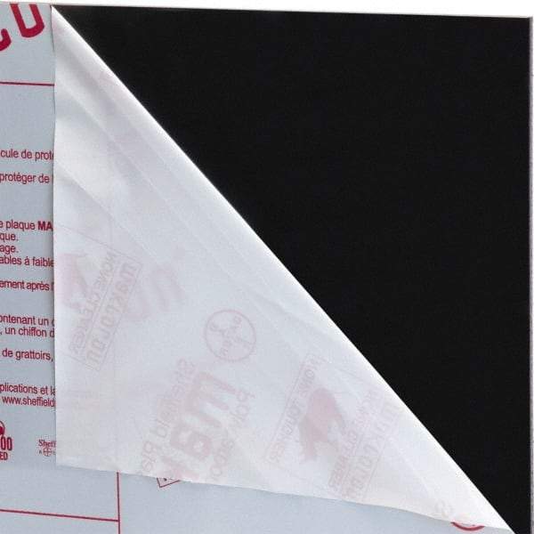 Made in USA - 1/4" Thick x 2' Wide x 4' Long, Polycarbonate Sheet - Black, Rockwell R-118 Hardness, ±10% Tolerance - USA Tool & Supply