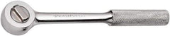 SK - 3/8" Drive Round Head Ratchet - Full Polish Chrome Finish, 7-3/4" OAL, 60 Gear Teeth, Full Polished Knurled Handle, Reversible Head - USA Tool & Supply