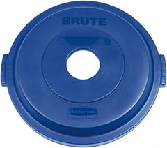 Rubbermaid - Round Lid for Use with 32 Gal Round Recycle Containers - Blue, Plastic, For 2632 Brute Trash Cans - USA Tool & Supply