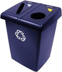 Rubbermaid - 46 Gal Blue Square Recycling Container - Plastic, 35" High x 26.8" Long x 23.6" Wide - USA Tool & Supply