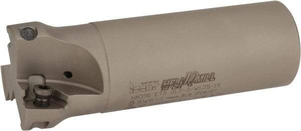Iscar - 1-1/2" Cut Diam, 0.512" Max Depth of Cut, 1-1/4" Shank Diam, 4" OAL, Indexable Square Shoulder Helical End Mill - HM390 TDKT 1505 Inserts, Cylindrical Shank, 90° Lead Angle, Through Coolant, Series HeliIQMill - USA Tool & Supply