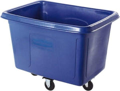 Rubbermaid - 400 Lb Load Capacity, 12 Cu Ft, 9.6 Bushels, Polyethylene Cube Truck - 28" Wide x 42-3/4" Long x 33" High, Dark Blue - USA Tool & Supply