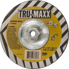 Tru-Maxx - 7" Wheel Diam, 1/4" Wheel Thickness, Type 27 Depressed Center Wheel - Aluminum Oxide, 8,600 Max RPM, Compatible with Angle Grinder - USA Tool & Supply