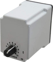 Macromatic - 8 Pin, Multiple Range DPDT Time Delay Relay - 10 Contact Amp, 120 VAC/VDC, Knob - USA Tool & Supply