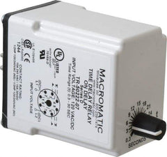 Macromatic - 8 Pin, Multiple Range DPDT Time Delay Relay - 10 Contact Amp, 120 VAC/VDC, Knob - USA Tool & Supply