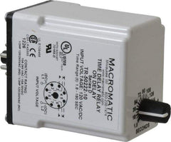 Macromatic - 8 Pin, Multiple Range DPDT Time Delay Relay - 10 Contact Amp, 120 VAC/VDC, Knob - USA Tool & Supply