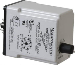 Macromatic - 8 Pin, 10 min Delay, Multiple Range DPDT Time Delay Relay - 10 Contact Amp, 120 VAC/VDC, Knob - USA Tool & Supply