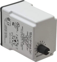 Macromatic - 8 Pin, Multiple Range DPDT Time Delay Relay - 10 Contact Amp, 24 VAC/VDC, Knob - USA Tool & Supply