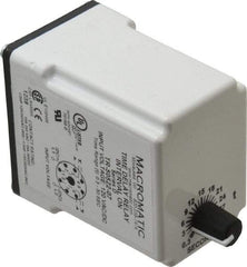 Macromatic - 8 Pin, Multiple Range DPDT Time Delay Relay - 10 Contact Amp, 120 VAC/VDC, Knob - USA Tool & Supply