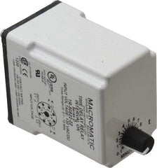 Macromatic - 8 Pin, 10 min Delay, Multiple Range DPDT Time Delay Relay - 10 Contact Amp, 120 VAC/VDC, Knob - USA Tool & Supply